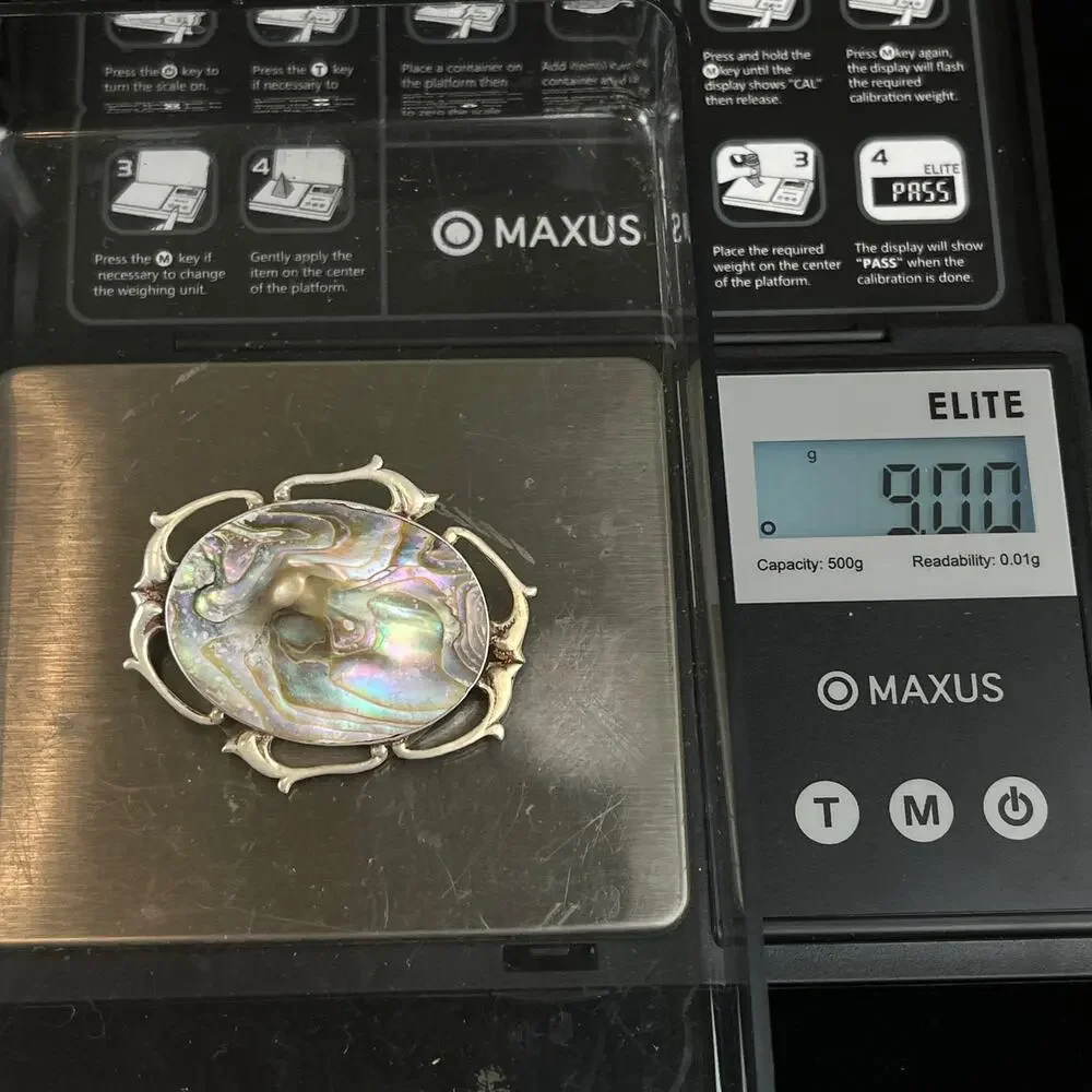 Vintage Sterling Silver Abalone Shell Dolphin Brooch Pin 9g Ocean Nautical
